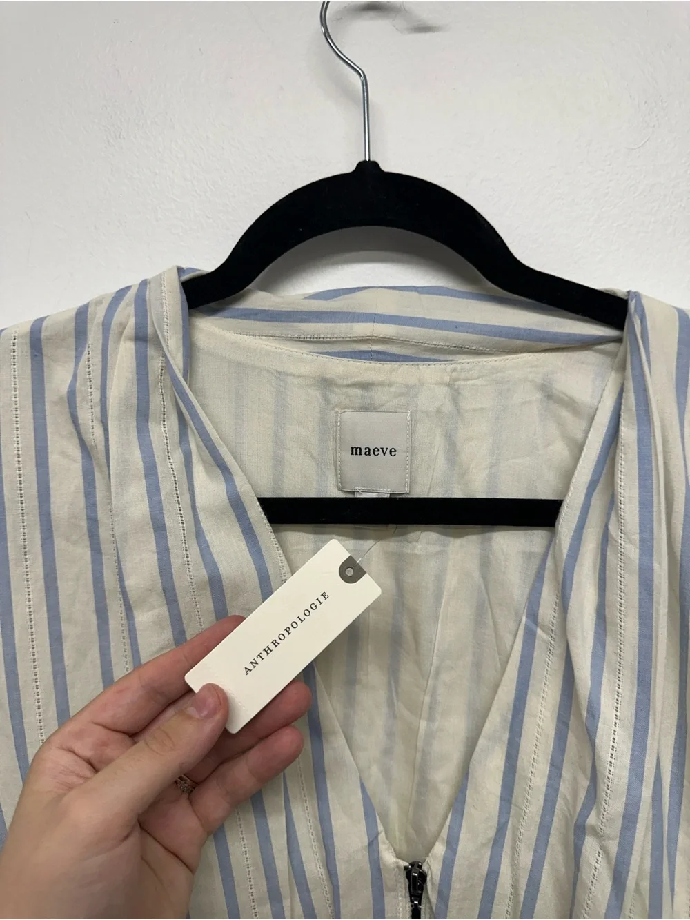 Anthropologie Tommie Long-Sleeve Smocked Front-Zip Blouse
